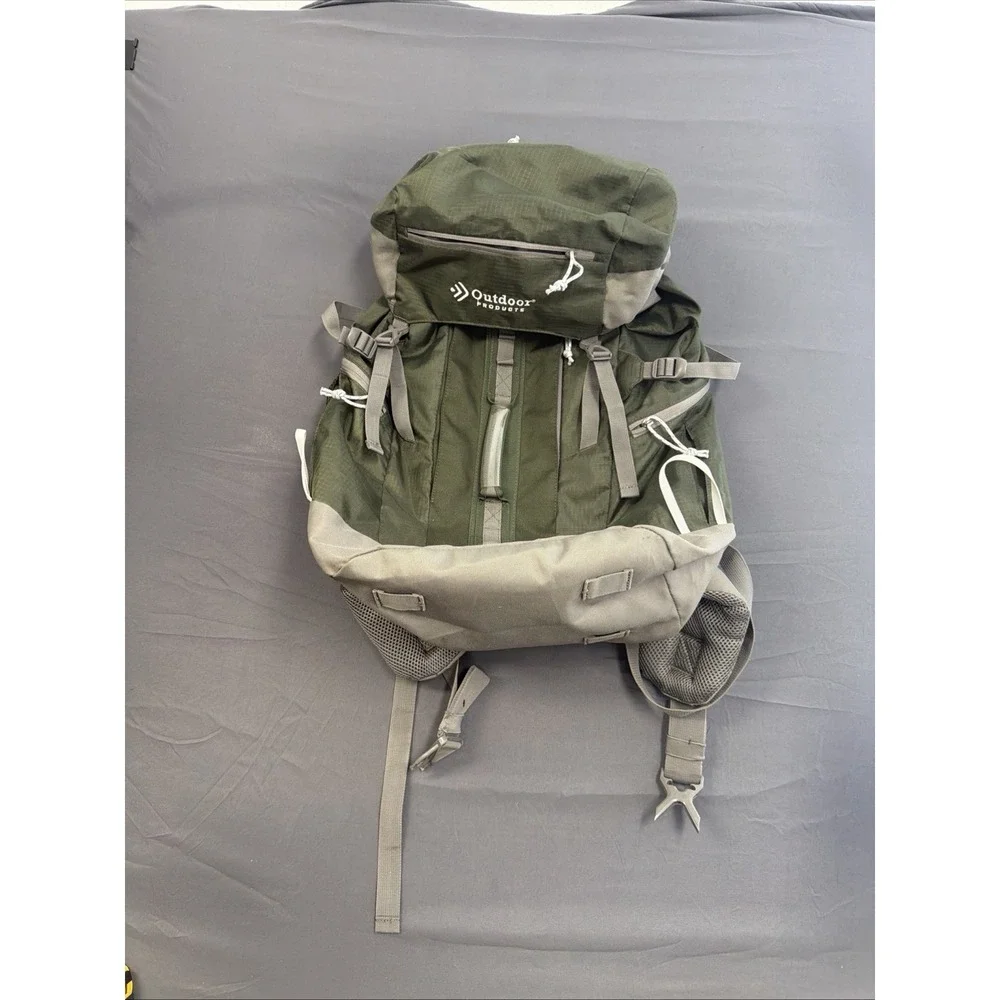 Outdoor Products Arrowhead 47.5L Frame Pack Hiking Backpack, Green/Gray